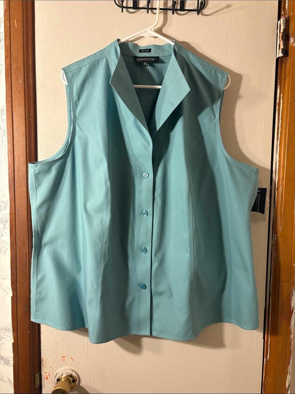 Jones New York non-iron Sleeveless Button-Front Shell Top - Teal